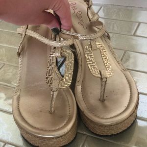 Gold lily pulitzer wedges